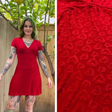 Vintage 1990’s Red Heart Print Dress 