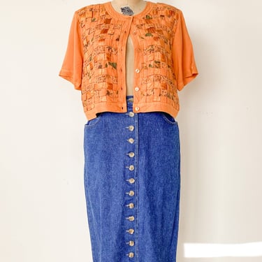 1990s Orange Woven Shirt, sz. XL