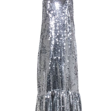 Maeve - Silver Sequin One Shoulder Formal Dress Sz XS