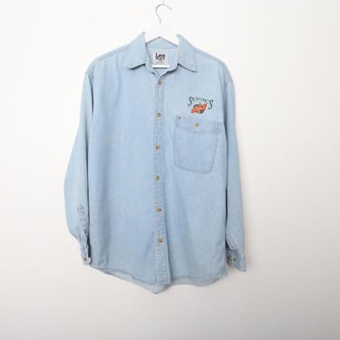 vintage SONICS seattle nbl denim chambray button up embroidered logo shirt---  size medium 