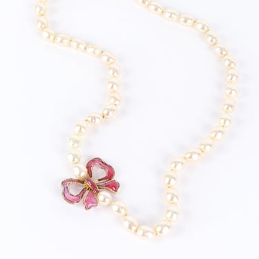 Gripoix Ribbon Bow & Pearl Necklace