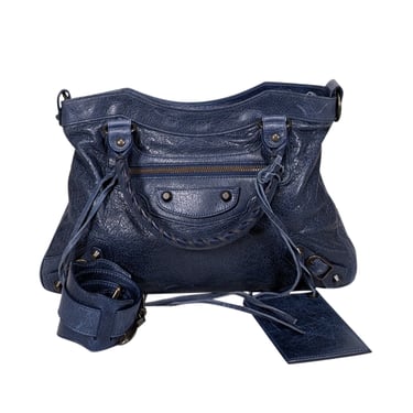 Balenciaga - Navy Leather City Crossbody Bag