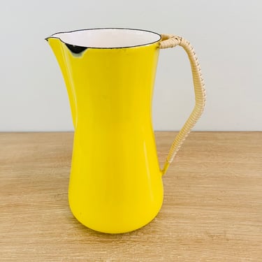 Vintage Mid Century Modern Yellow Enamelware Dansk Kobenstyle 8 1/2 inch Pitcher by Jens Quistgaard JHQ - As Is Condition 