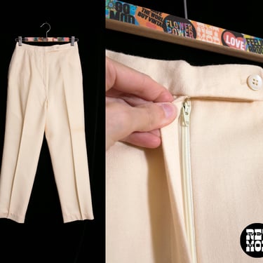Chic Vintage 70s 80s Off-White Wool Slacks with Pockets by Weathervane 
