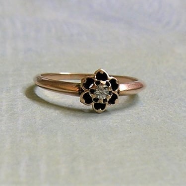 Antique Victorian 14K Gold Diamond Ring, Antique Gold and Diamond Ring, Victorian Diamond Solitaire Ring (#4356) 