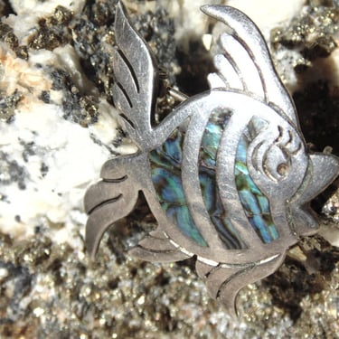 Maricela ~ Isidro Garcia Pina Sterling Silver and Abalone Fish Pin from Taxco, Mexico 