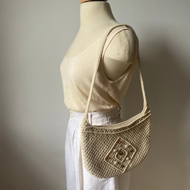 1960s Crochet Beaded Shoulder Bag 