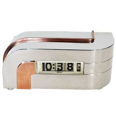 Art Deco Streamline Zephyr Clock in Polished Nickel