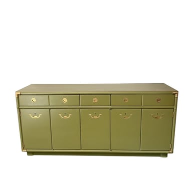 Vintage Olive Green Drexel Accolade Campaign Style Buffet/Sideboard