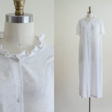 white cotton nightgown | plus size Edwardian Victorian antique style romantic cottagecore floral long vintage nightgown 