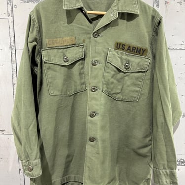 Vintage 70's OG-107  Fatigue Button Up Shirt (Army Green) Vietnam War 16.5x32 