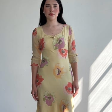 Butter Silk Floral Bias Dress (S)