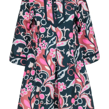 Tuckernuck - Teal & Pink Paisley Print "Magnolia Chintz Indre" Dress Sz XXS