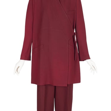 Sonia Rykiel 1990s Vintage Burgundy Viscose Crepe Three-Piece Pant Suit 