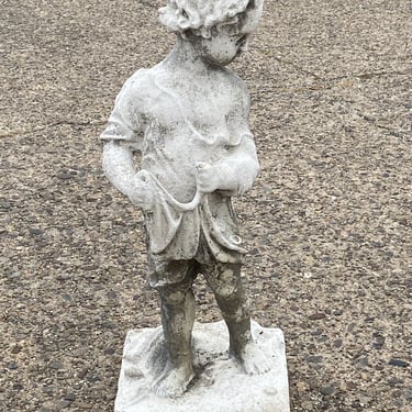 Vintage Four Seasons Cherub Putti Cast Cement 32" Lawn Ornament Garden Statue