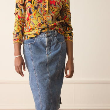 1980s United Colors Of Bennetton Denim Skirt 