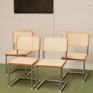 Blonde Rattan Modern Dining Chairs