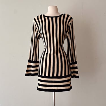 Super Chic 1970's Striped Knit Mini Dress  / Sz S