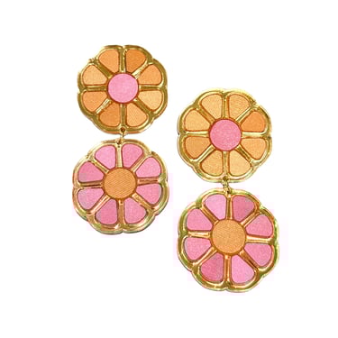 Sample Sale Small Orange and Pink Color Block Earrings