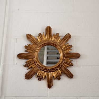 vintage french wood sunburst mirror