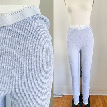 Vintage 1980s Gray Waffled Knit Thermal Pants / Long John / PJ pants // size M 