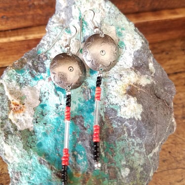 Sterling Concho Earrings~Sterling Silver 925~Vintage Native American Earrings w/ Sterling Concho Buttons~Shoulder Dusters~JewelsandMetals 