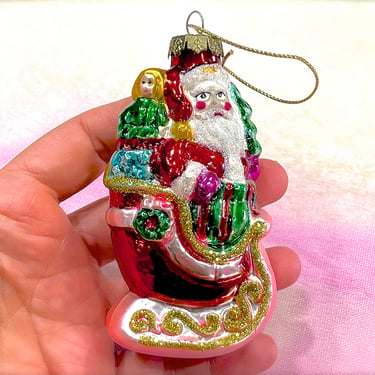 VINTAGE: Glass Christmas Santas Sleigh - Ornament -  Thomas Pacconi Collection - Replacement - Mercury Ornament - SKU 30-404-00040240 