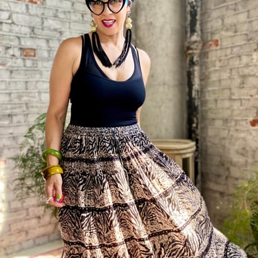 Vintage Zebra Print Plus Size Gypsy Skirt 