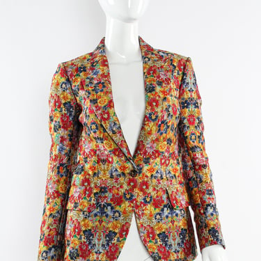 Quilted Floral Wool Blazer