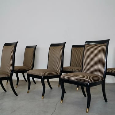 Set of Six Hollywood Regency Drexel Dining Chairs 