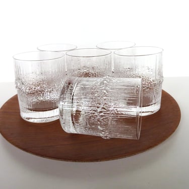 Set of 6 Iittala Niva Cocktail Glasses, Vintage Tapio Wirkkala 8 ounce Glasses, Scandinavian Textured Icy Glass Barware 