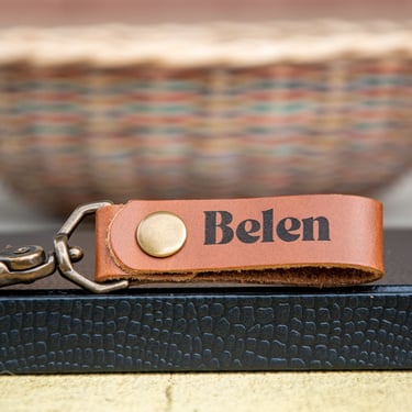 Made in USA | PERSONALIZED Leather Key Fob | Keychain | Key Holder | Monogram | Name | Initials 
