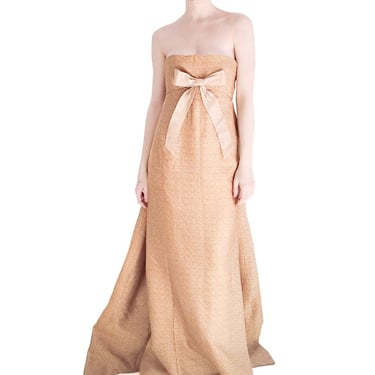 Nina Ricci Fall 2008 Strapless Gold Gown with Large Bow Runway Look #49 