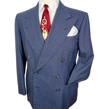 Vintage 1940s GRIFFIN CLOTHES Double Breasted Wool Jacket ~ size 38 S ~ Suit / Sport Coat ~ Pinstripe 