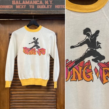 Vintage 1960’s Kung-Fu Pop Art Varsity House Original Sweatshirt, 60’s Pullover Top, Vintage Clothing 