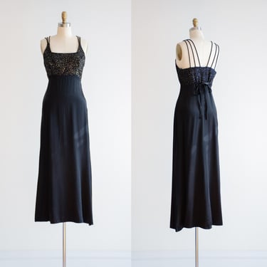 black glitter maxi dress 90s y2k vintage JUMP silver sparkly gown 