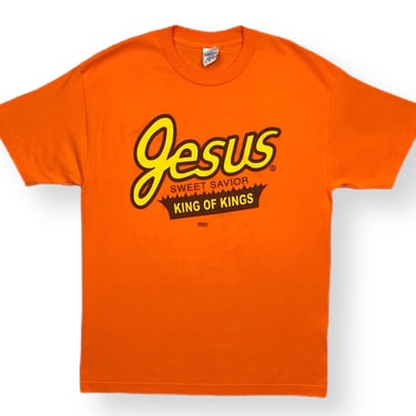 Vintage 90s/Y2K Jesus “Sweet Savior King of Kings” Reese’s Candy Parody Funny Religious Graphic T-Shirt Size Large 