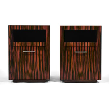 Pair of Bespoke Nighstands in Zebrawood
