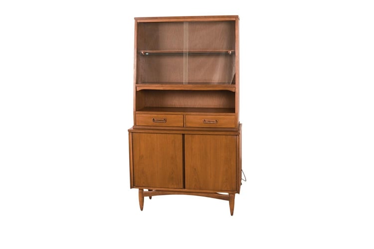 Mid-Century Walnut China Cabinet Buffet Hutch 