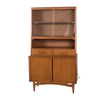 Mid-Century Walnut China Cabinet Buffet Hutch 