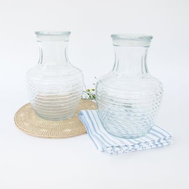 Lidded Honeycomb style Glass Jugs Jars (Sold Individually) 