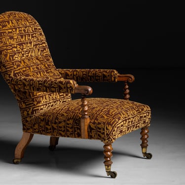 Library Chair in Velvet Fabric by Pierre Frey