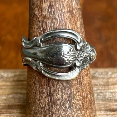 Vintage International Deep Silver Spoon Ring Arts And Crafts Retro Jewelry 