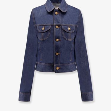 Celine Women Jeans Jacket With Triomphe Buttons