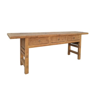 85”w Natural Antique Console Table with 3 Drawers by Terra Nova Designs Los Angeles 