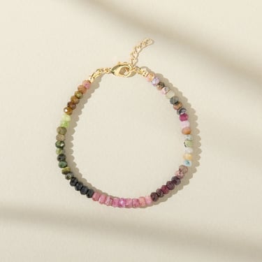 Colorful Watermelon Tourmaline Beaded Bracelet - Unique October Birthstone Jewelry 