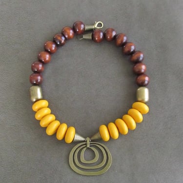 Chunky yellow wooden necklace 