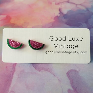 Watermelon Earrings Fruit Slice Studs 