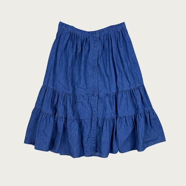 (31&quot;) Tiered Lightweight Denim Midi Skirt