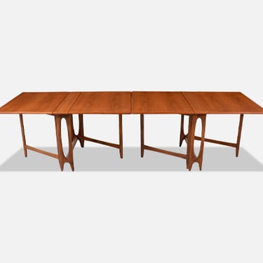 Norwegian Modern Drop-Leaf Teak Dining Tables Set by Bendt Winge